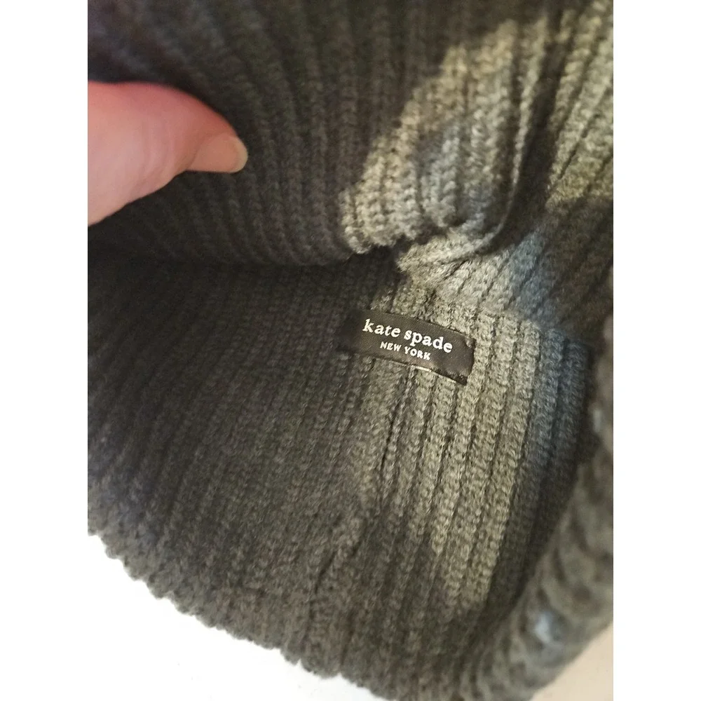 KATE SPADE Beanie‎ and Glove Gems Charcoal GREY New Without Box (A968)